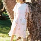 Short-sleeve Peter Pan Collar Midi A-line Dress