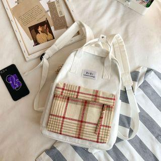 Plaid Paneled Backpack
