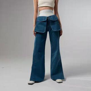 Detachable Pocket Bell-bottom Jeans
