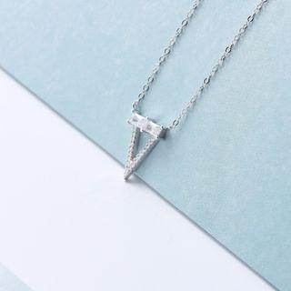 Rhinestone Triangle 925 Sterling Silver Necklace 925 Silver - Silver - One Size