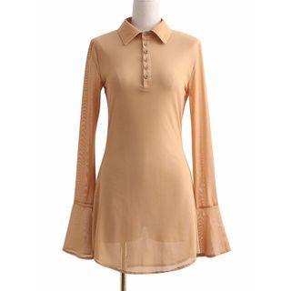 Long Sleeve Mesh Polo Dress