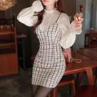 Sleeveless H-line Mini Tweed Dress