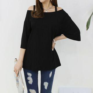 Off-shoulder Bell-sleeve Long Top