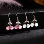 Cherry Cat Eye Stone Dangle Earring 1 Pair - Gold - One Size