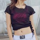 Sports Tie-hem Sheer Short-sleeve T-shirt