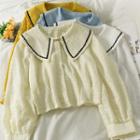Embossed Peter Pan-collar Crop Shirt In 5 Colors