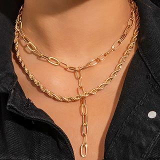 Set: Alloy Y Necklace + Helical Alloy Necklace