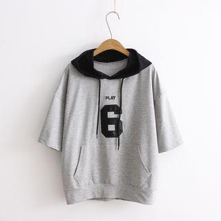 Appliqu  Short-sleeve Hooded T-shirt