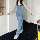 Heart Patch Loose Fit Denim Dungaree Pants