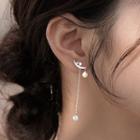 Moon & Star Faux Pearl Sterling Silver Dangle Earring