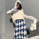 Argyle Hoodie / Argyle Knit Midi Skirt