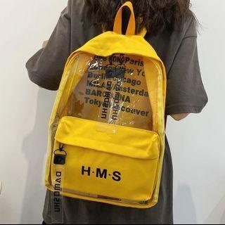 Lettering Clear Panel Backpack