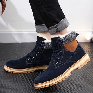 Fleece-lined Paneled Lace-up Chukka Boots