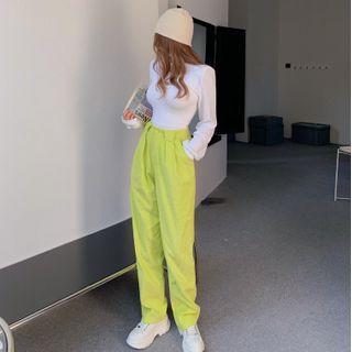 Long-sleeve Crop Top / Tank Top / Corduroy Pants / Set