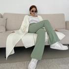 Band-waist Ribbed Boot-cut Pant