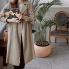 Notched-lapel Double-breasted Trench Coat Beige - One Size