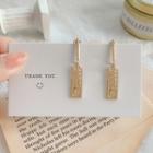 Chinese Character Drop Earring Rectangle Gold Earring Pendant - One Size