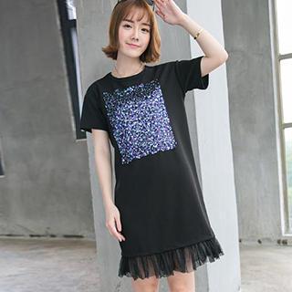 Sequined Short-sleeve Dress