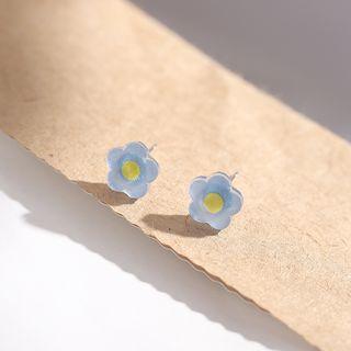 Flower Stud Earring 1 Pair - Blue Flower Stud Earring - One Size