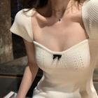Plain Square-neck Knit Dress