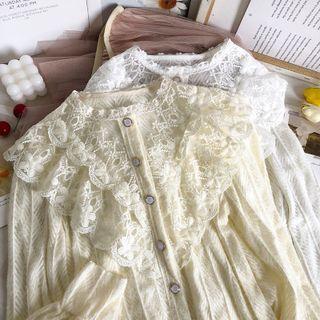 Ruffled Loose-fit Lace Shirt