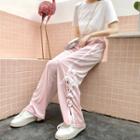 Lace-up Wide-leg Pants Pink - One Size