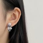 Flower Stud Earring 1 Pair - S925 Silver - Blue & White - One Size