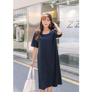 Plus Size Strappy-shoulder Boxy Midi Dress
