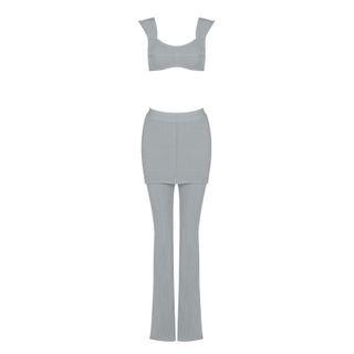Set: Cropped Camisole Top + Pencil Skirt + Flared Pants