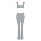 Set: Cropped Camisole Top + Pencil Skirt + Flared Pants
