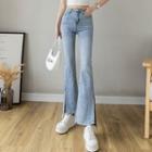 High-waist Hem Slit Boot-cut Jeans