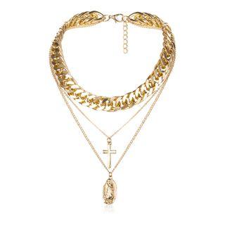 Chunky Layered Necklace 2628 - Gold - One Size