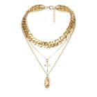 Chunky Layered Necklace 2628 - Gold - One Size