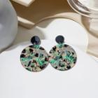 Leopard Print Acrylic Disc Dangle Earring 1 Pair - E4540 - Green - One Size