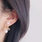 Bow Faux Pearl Dangle Earring 1 Pair - Clip On Earring - Faux Pearl - Gold - One Size