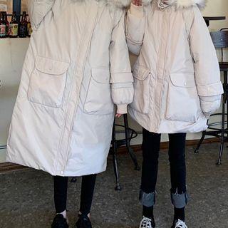 Loose-fit Hooded Fleece Coat