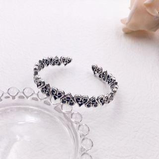 Heart Alloy Open Bangle Sl0690 - Silver - One Size
