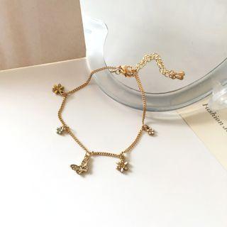 Butterfly Glaze Alloy Bracelet 1 Pc - Gold - One Size