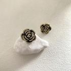Flower Glaze Earring 1 Pair - Black - One Size