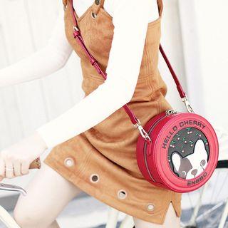 Printed Faux-leather Round Shoulder Bag