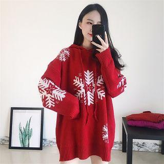 Print Drawcord Long-sleeve Sweater