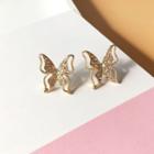 Rhinestone Butterfly Earring 1 Pair - S925 Silver - Earring - One Size