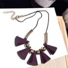 Alloy Bead & Cone Pendant Necklace Gold - One Size