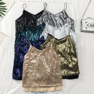 Two-tone Sequined Camisole Top