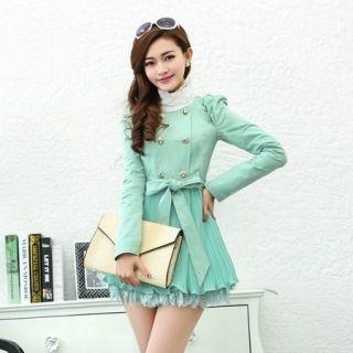 Pleated-hem Tie-waist Trench Coat