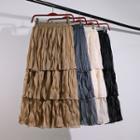Layered Crinkle A-line Midi Skirt
