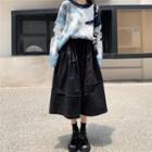 Printed Sweater / Midi A-line Skirt