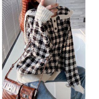 Knit Houndstooth Knit Top