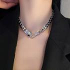 Snake & Hook Rhinestone Alloy Choker Silver - One Size