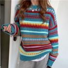 Patterned Sweater / Long-sleeve Distressed T-shirt